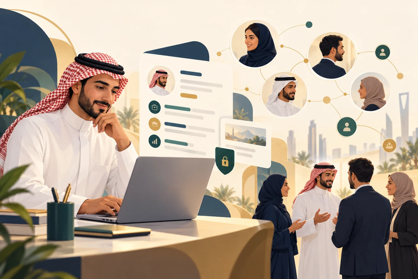 محترف يبني ملفًا مهنيًا موثوقًا وعلاقات هادفة مع الحفاظ على الخصوصية
