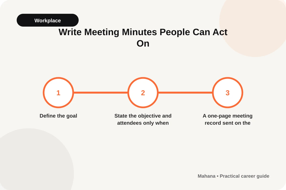English visual guide for Write Meeting Minutes People Can Act On