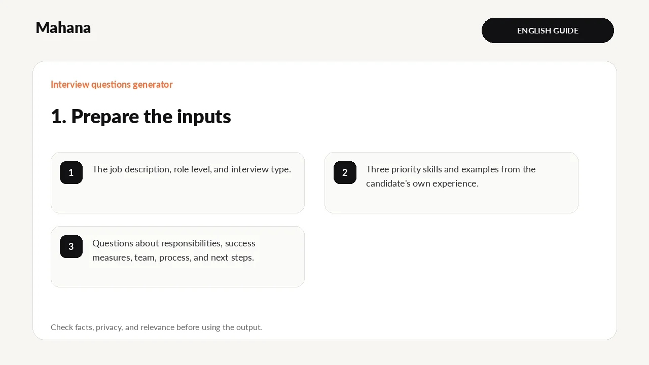 Illustration: How to use the Interview questions generator