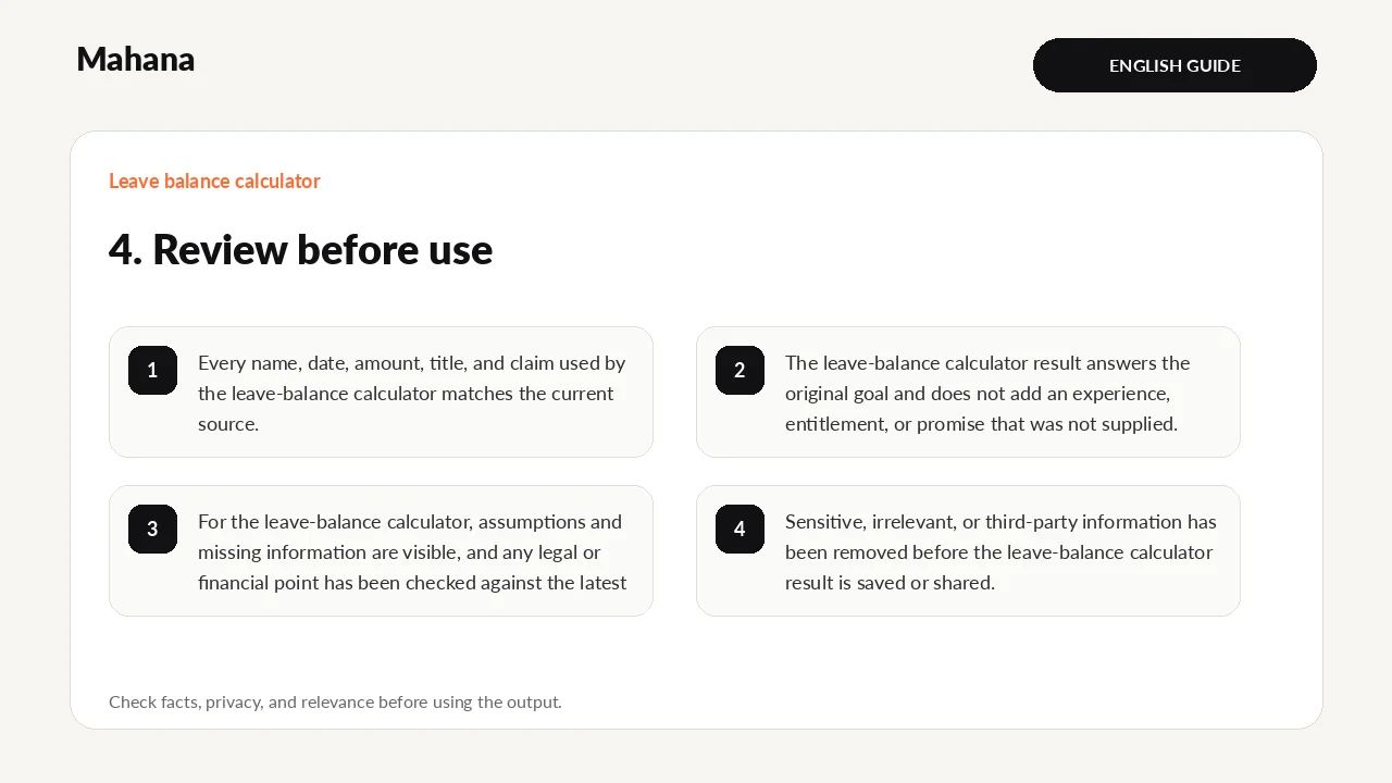 Illustrated guide to Leave balance calculator: review before use