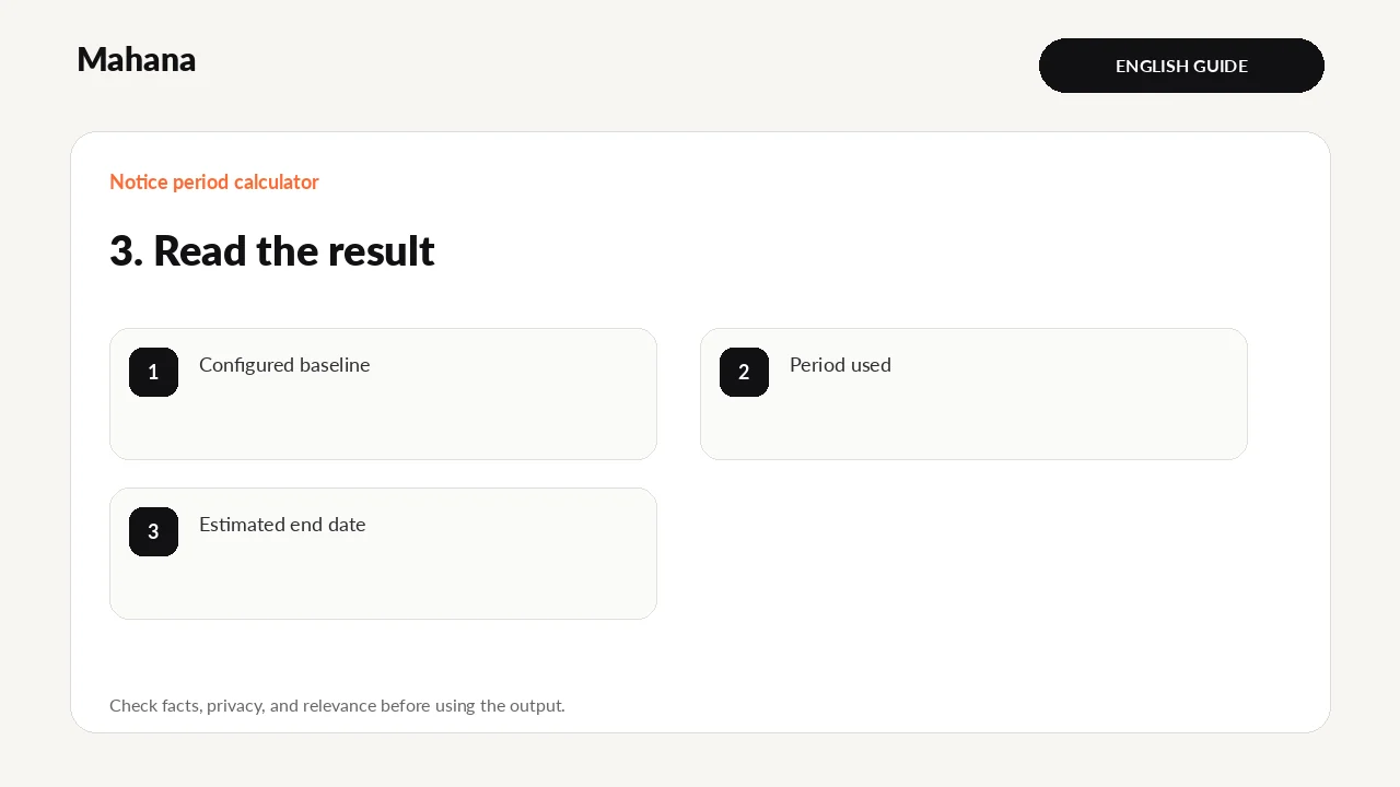Illustrated guide to Notice period calculator: read the result
