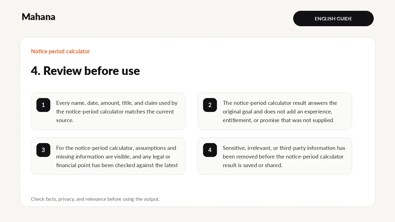 Illustrated guide to Notice period calculator: review before use