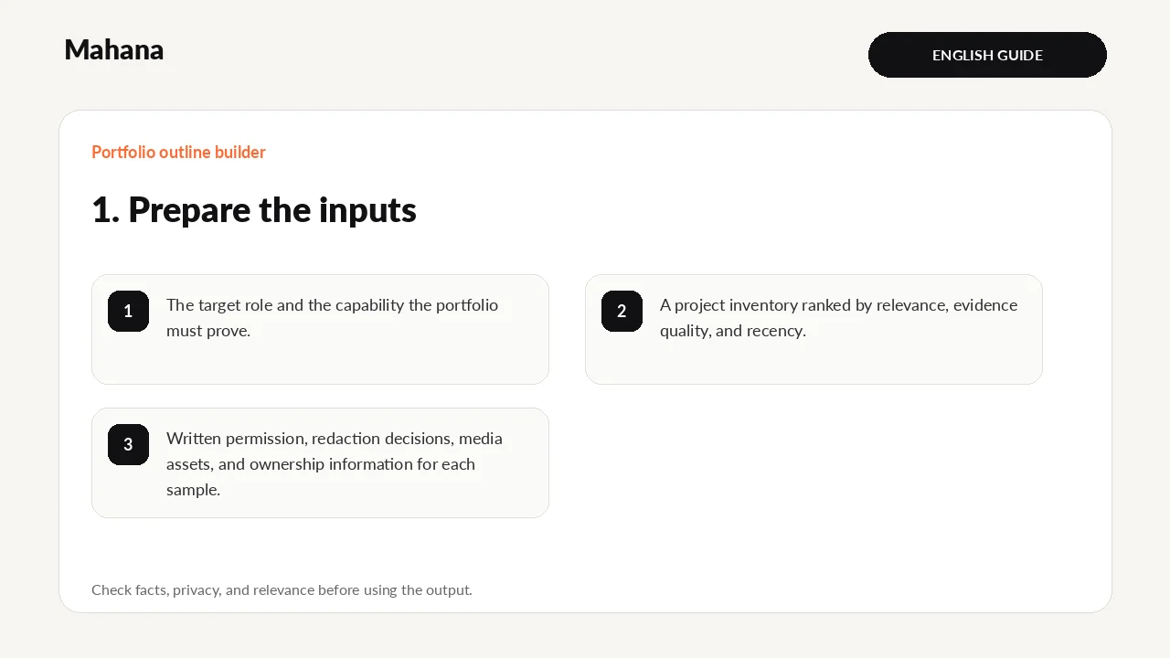 Illustration: How to use the Portfolio outline builder