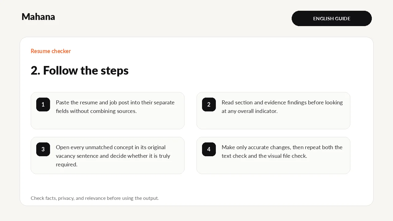 Illustrated guide to Resume checker: follow the workflow